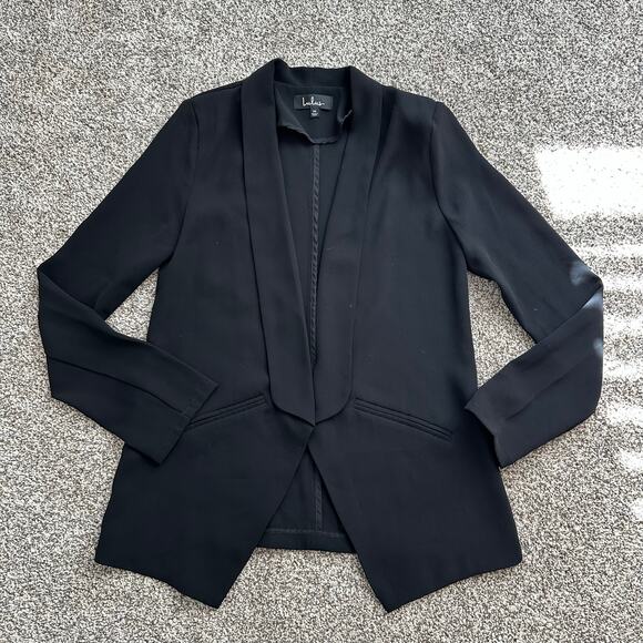 Lulu's Miss Punctuality black lightweight open-front blazer size M - Picture 5 of 9